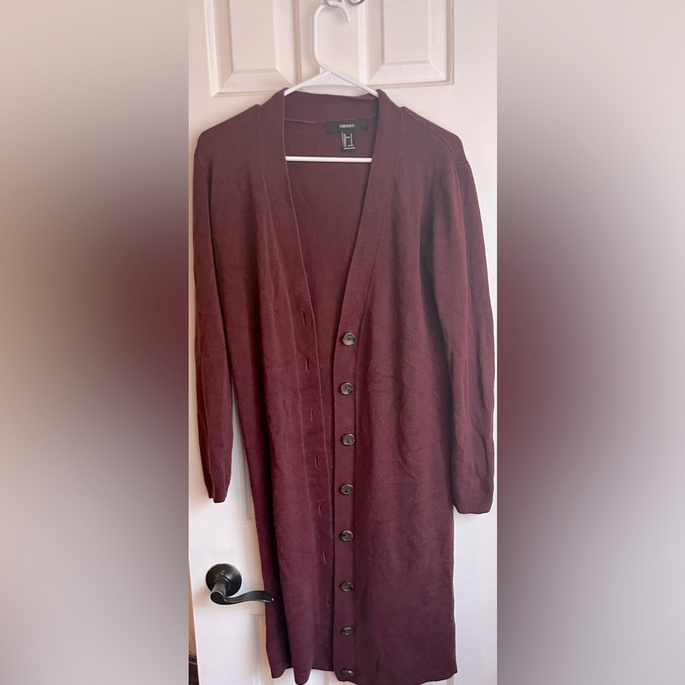 Forever 21 Burgundy Cardigan